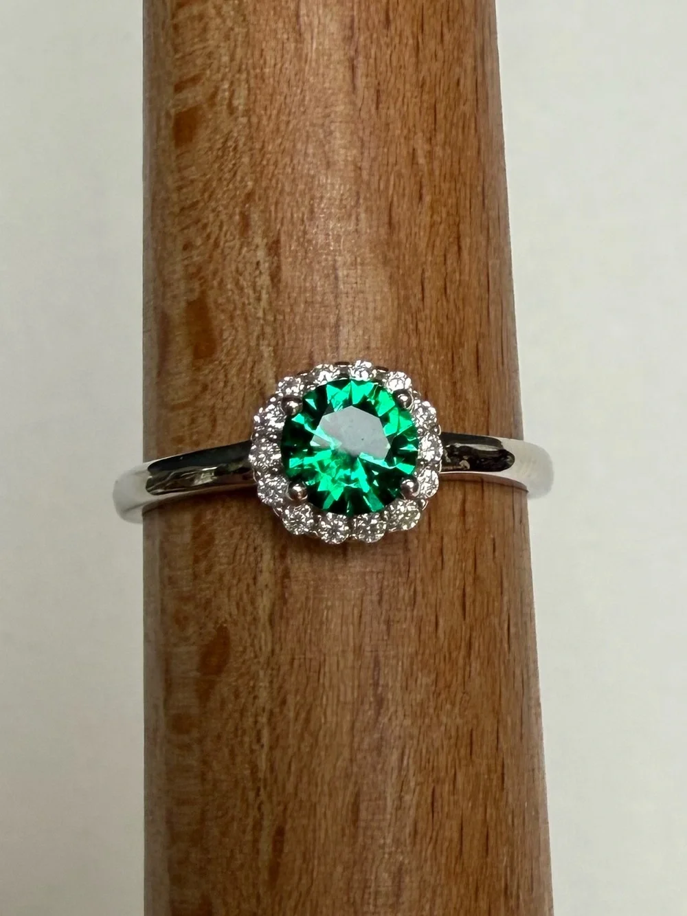 925 Emerald Moissanite Ring